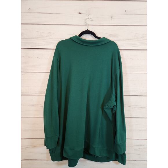 Woman Within Womens Green Velour Long Sleeve 1/4 Zip Pullover Sweatshirt Size 5X - Picture 2 of 6